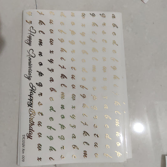 Small alphabet sheet non metallic