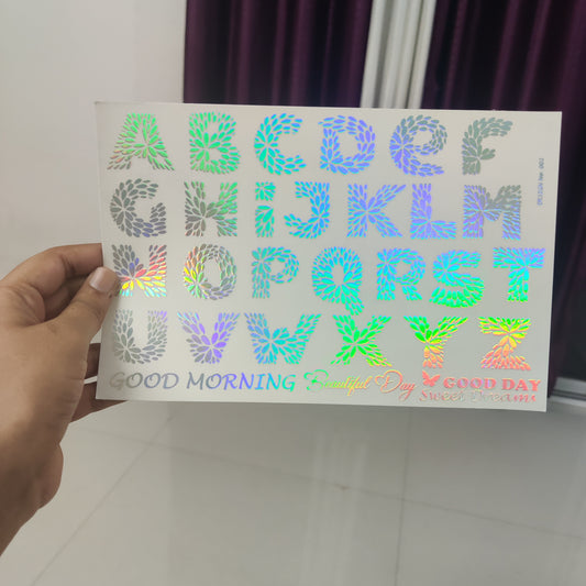 A b c d holographic embossed stickers