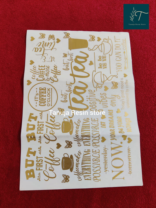 Random quote tea coffee gold sheets stickers